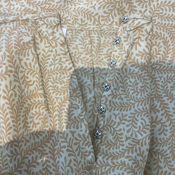 J Crew Women's 100% Silk Gold Yellow Paisley Size 2P Petite Midi slip Skirt - Picture 4 of 8